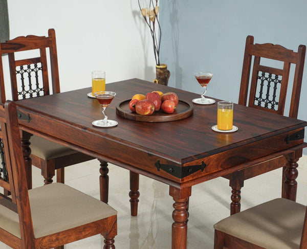 Buy Sheesham Wood 4 Seater Dining Table Set with 4 Chair for