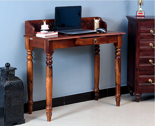 Solid wood table with outlet drawers