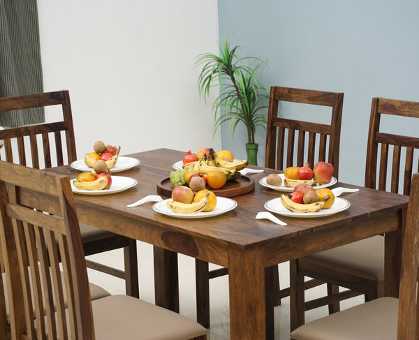 Buy Sheesham Wood 6 Seater Dining Table Set with 6 Chair for