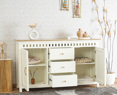 Alexandria Solid Wood Sideboard Three Drawer two door Furniselan