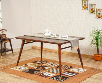 Boston Solid Wood Rattan Cane Dining Table four Seater Furniselan