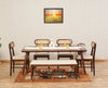 Boston Solid Wood Rattan Cane Dining Table Six Seater Set with Bench FurniselanFurniselan