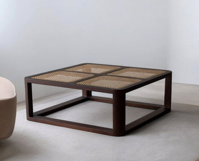 Boston Solid Wood Rattan Coffee Table Furniselan