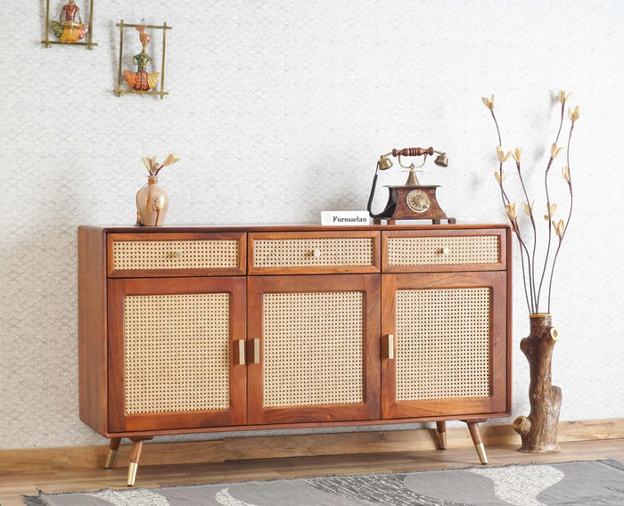 Boston Solid Wood Three Door and Three Drawer Sideboard Cabinet - Sideboard - Furniselan