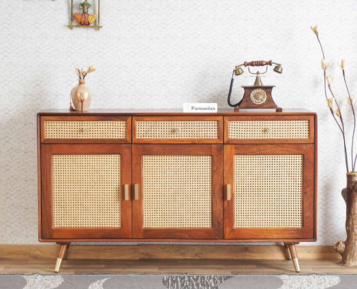 Boston Solid Wood Three Door and Three Drawer Sideboard Cabinet - Sideboard - Furniselan