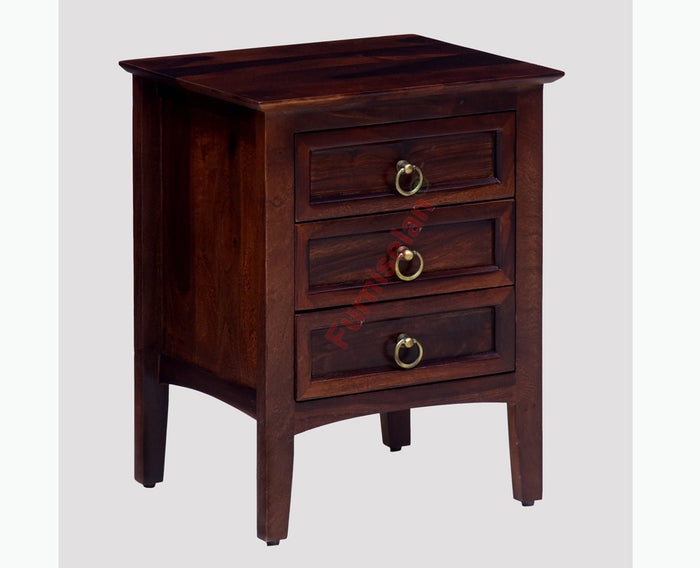 Donetsk Solid Wood Three Drawers Bedside Table - Bedside Table - Furniselan